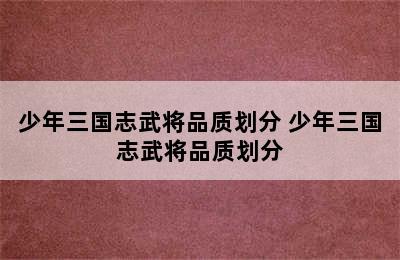 少年三国志武将品质划分 少年三国志武将品质划分